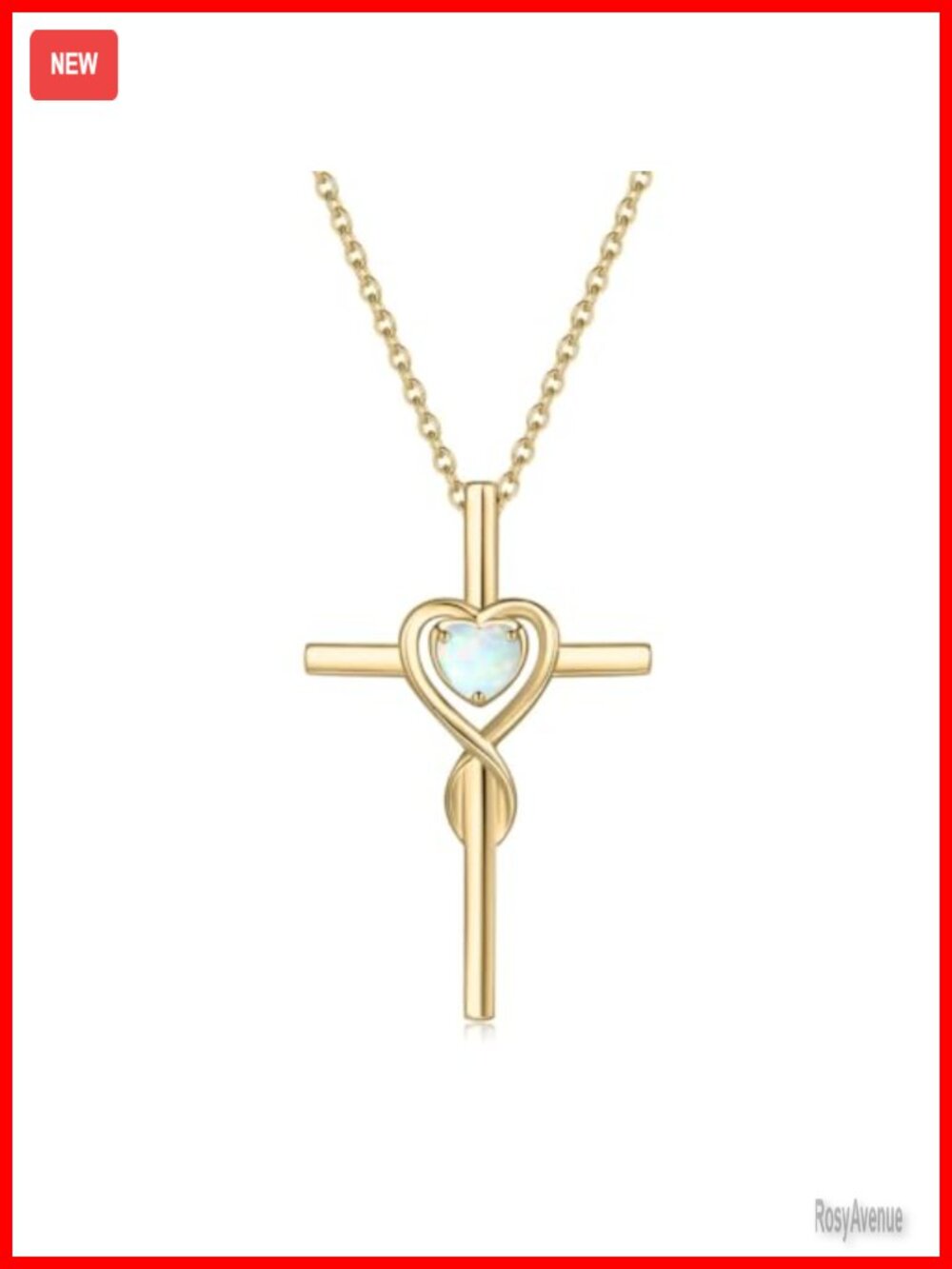 FANCIME 925 Sterling Silver 14K Gold Plated Cross Pendant Necklace Birthstone